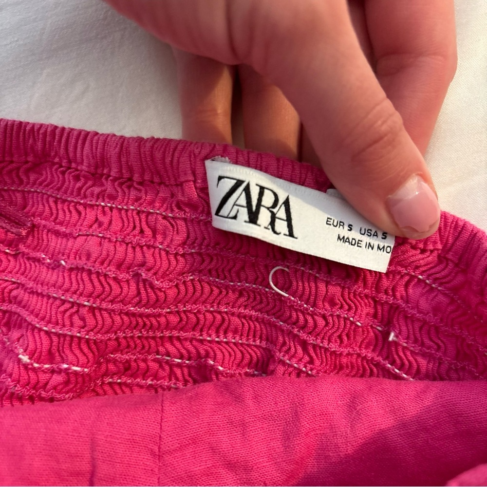 Zara Fuchsia Ruched Strapless Top - Picture 3 of 3